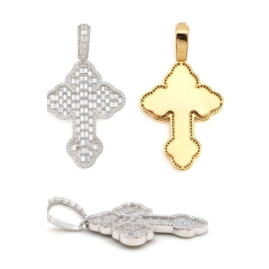 Cross Pendant, S925 Silver, Full Moissanite, Luxury