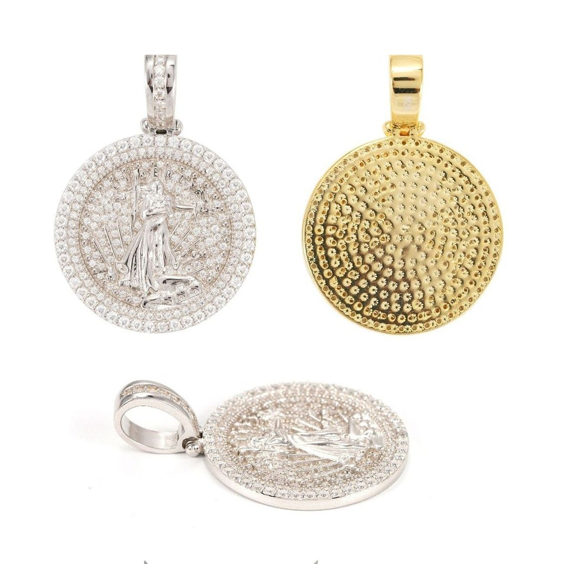 S925 Moissanite Full Pave Disc Pendant Tennis Chain