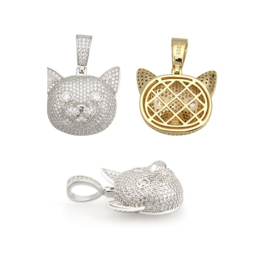 Hip-Hop Leopard Cat Pendant, S925 Silver, Moissanite