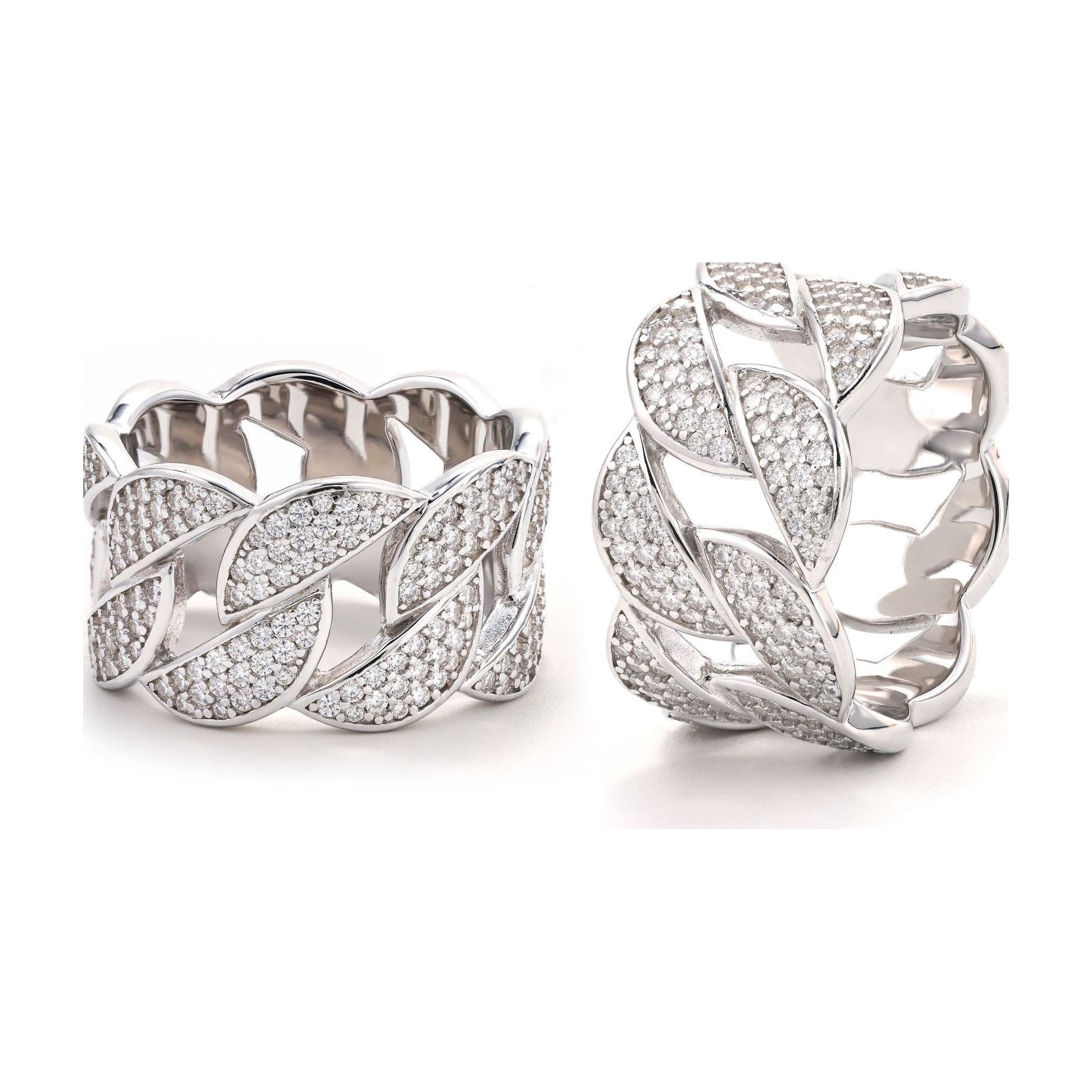 S925 3-Row Crescent Moissanite Ring, Hip-Hop, Unisex