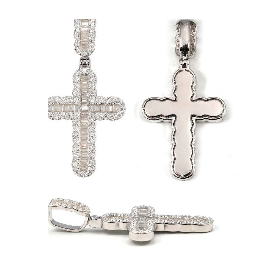 S925 Silver Moissanite Cross Pendant Hip-hop Style