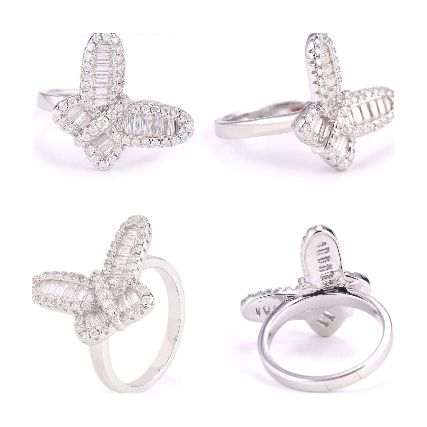 S925 Silver Moissanite Butterfly Ring w/ GRA