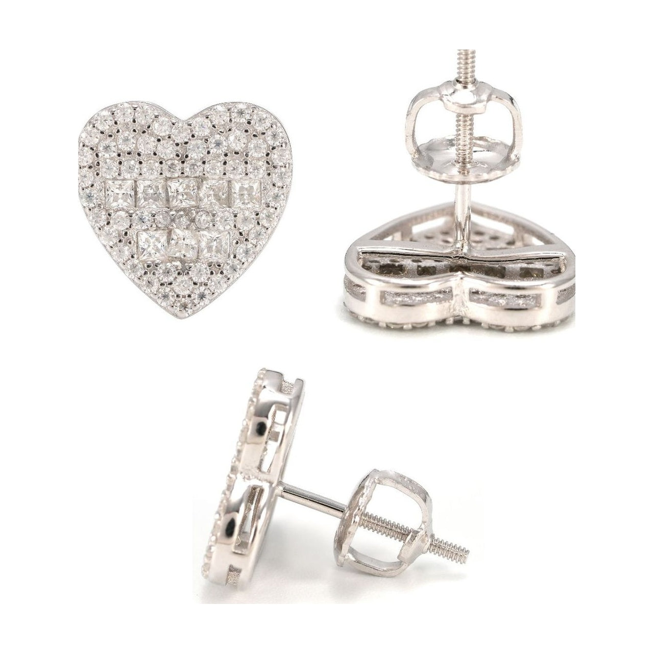 S925 D Color Moissanite Heart Stud Earrings