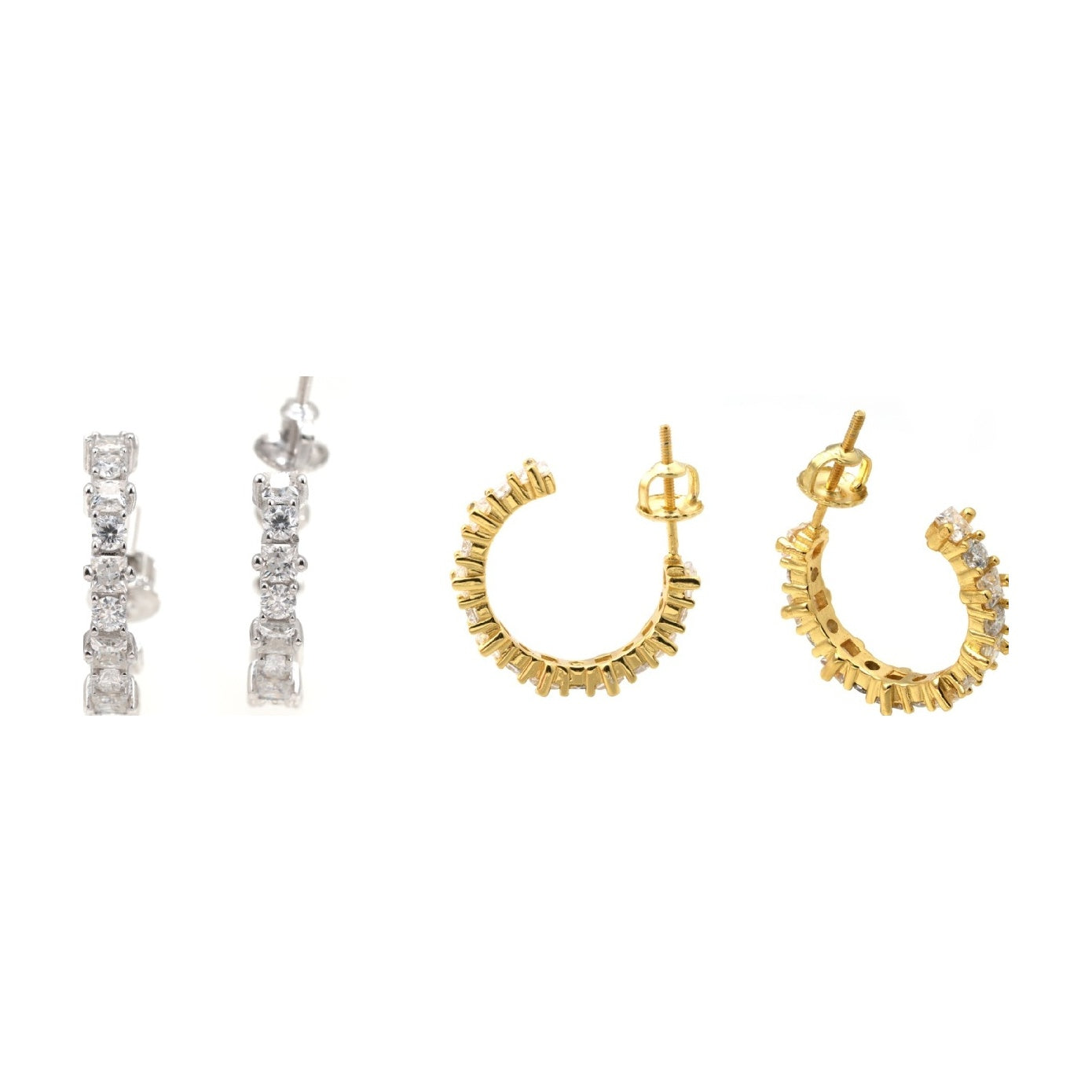 S925 Princess/Round Moissanite Half Ear Cuff