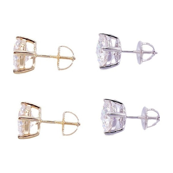 S925 silver moissanite stud earrings, classic 4-prong D color stone