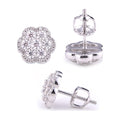 Flower moissanite stud earrings, S925 silver, full pave hip-hop style