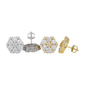 S925 Silver Hexagon Moissanite Stud Earrings Hip-hop
