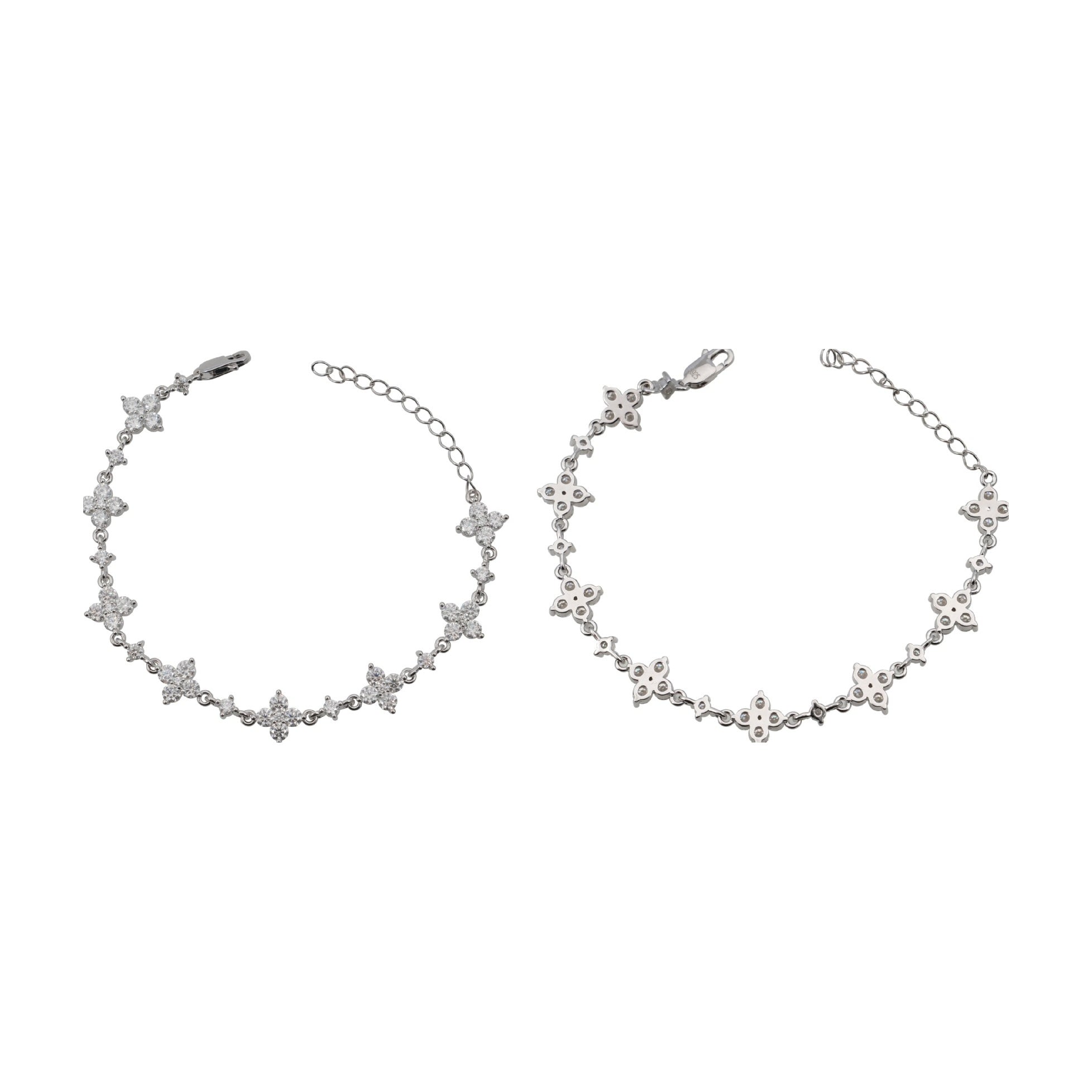 S925 Flower Bracelet, D-Color Moissanite, Petite