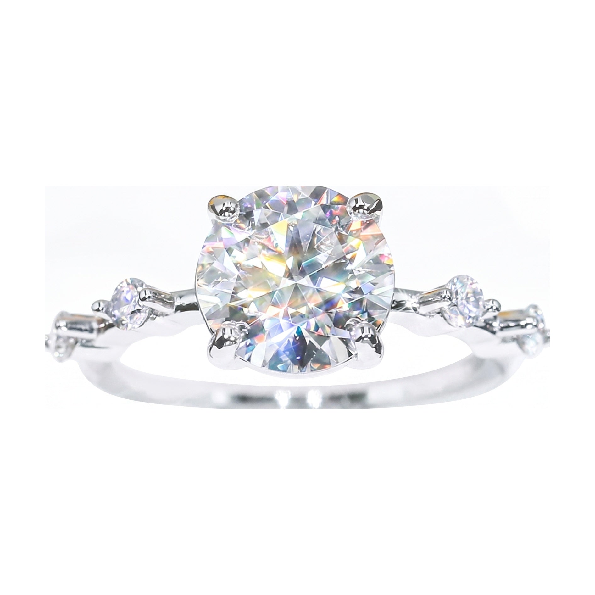 S925 Moissanite Ring 3ct Round 8H8A Hip-Hop Unisex