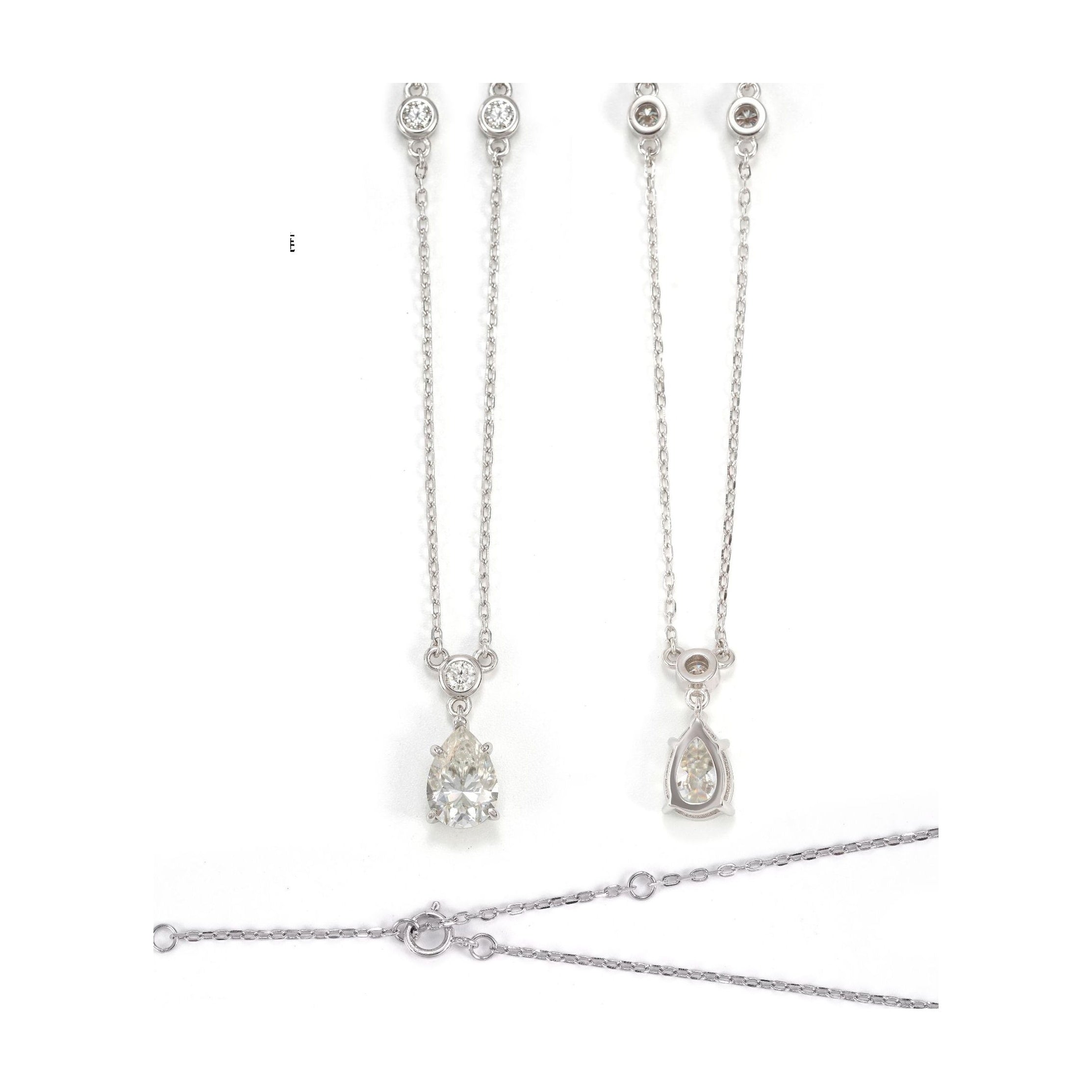 Collarbone chain, S925 silver, 2ct tear moissanite, elegant