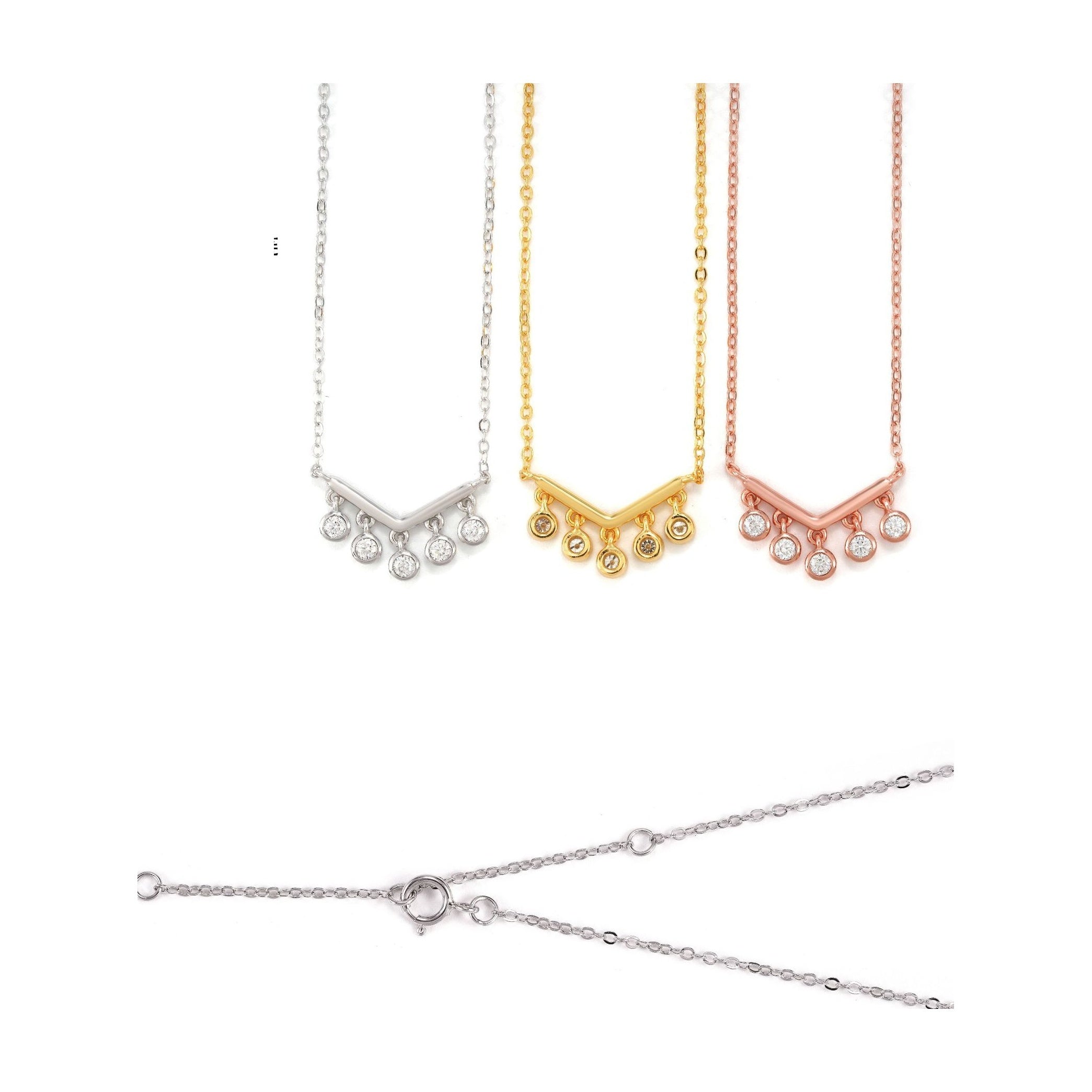 Collarbone chain, S925 silver, moissanite, sweet casual style