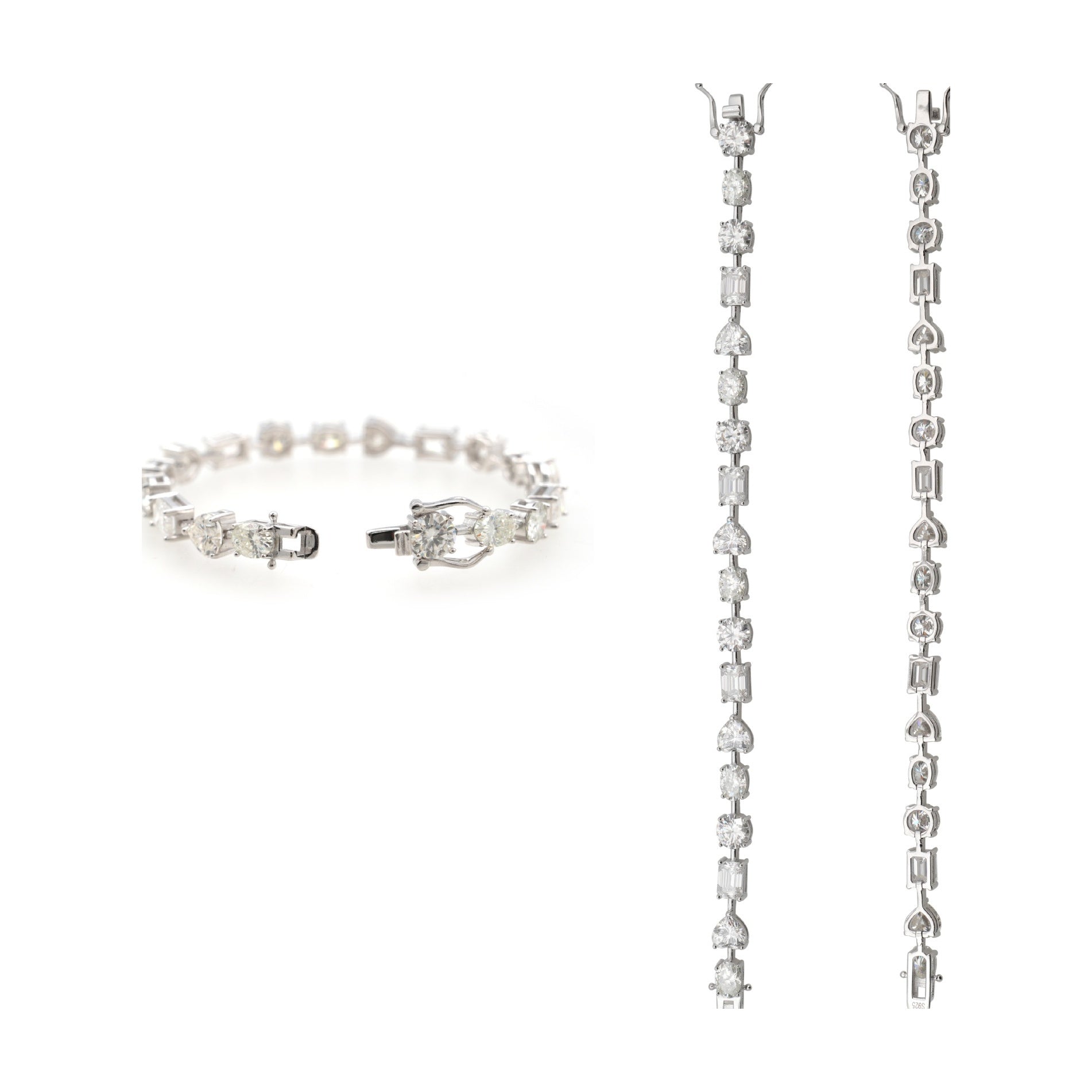 S925 Tennis Bracelet, Asymmetric Moissanite Design