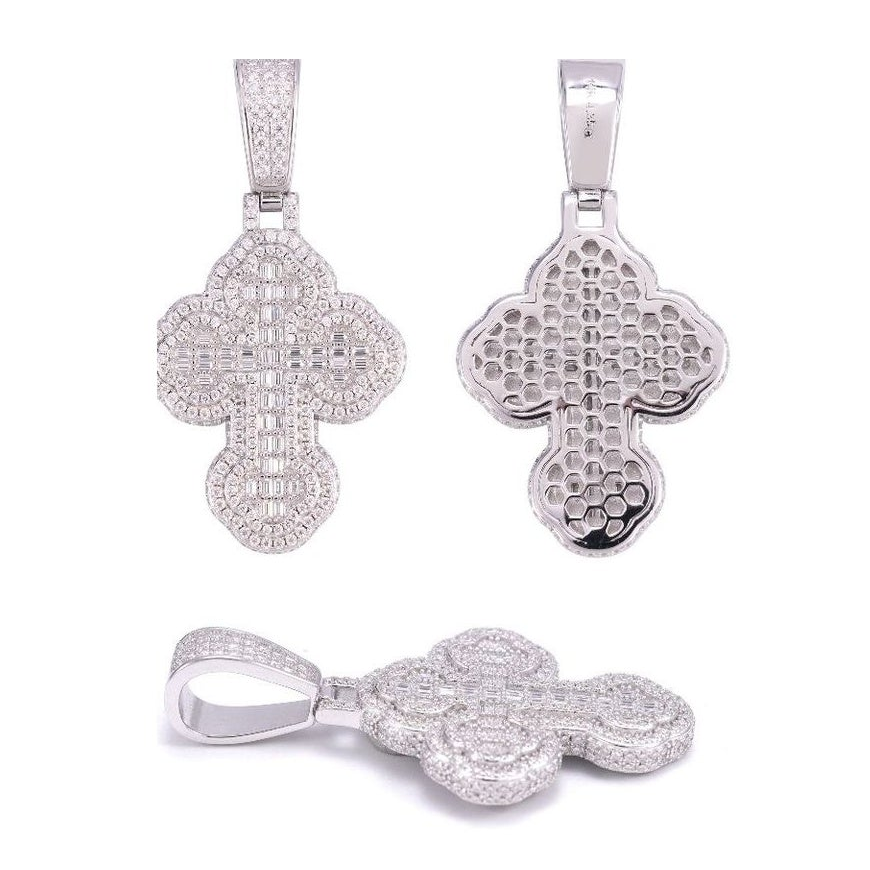 S925 Silver Moissanite Cross Pendant Hip-hop Couple