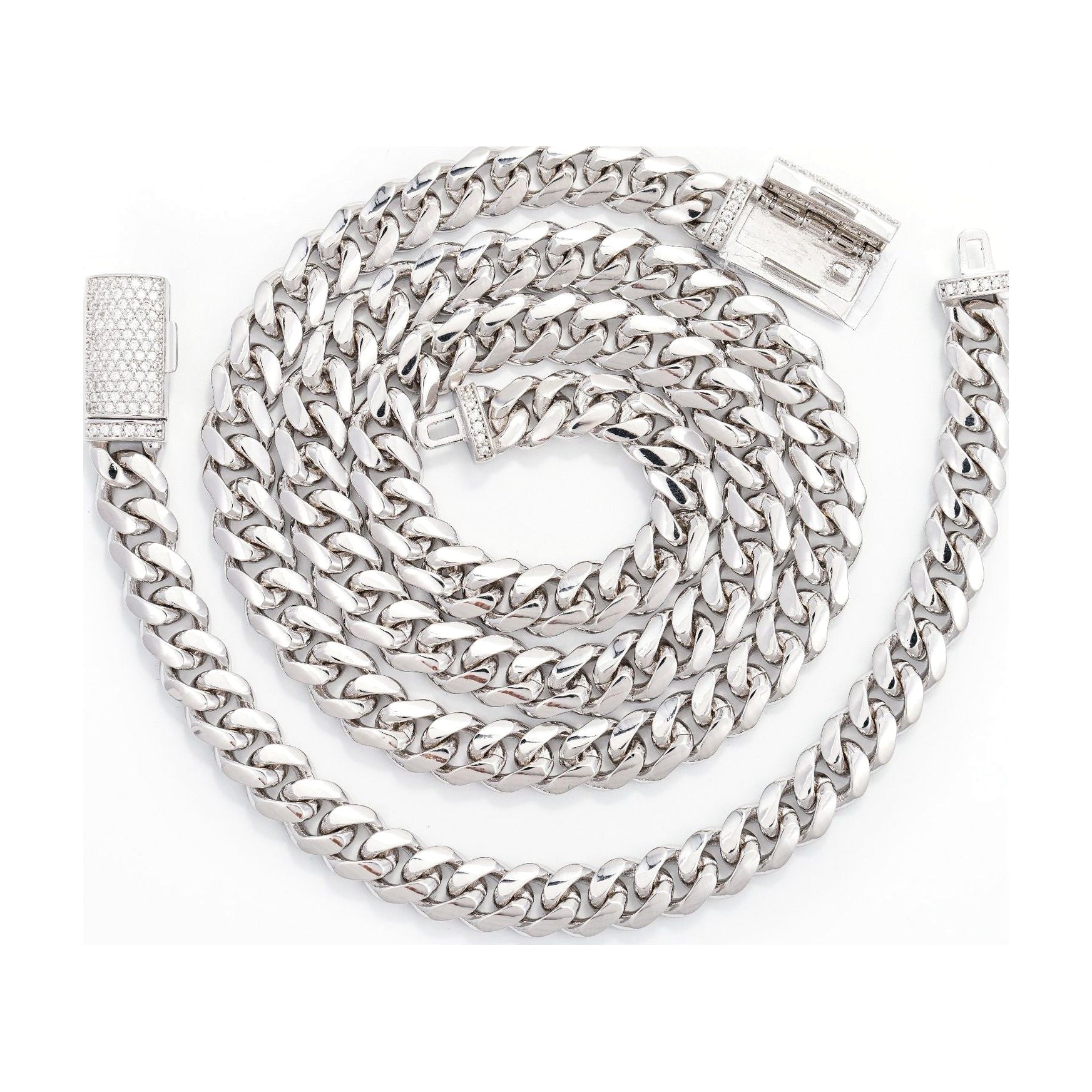 Stainless Steel 8mm Cuban Chain, S925 Moissanite Cap