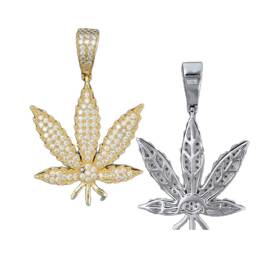 S925 Silver Moissanite Leaf Pendant Ins Style