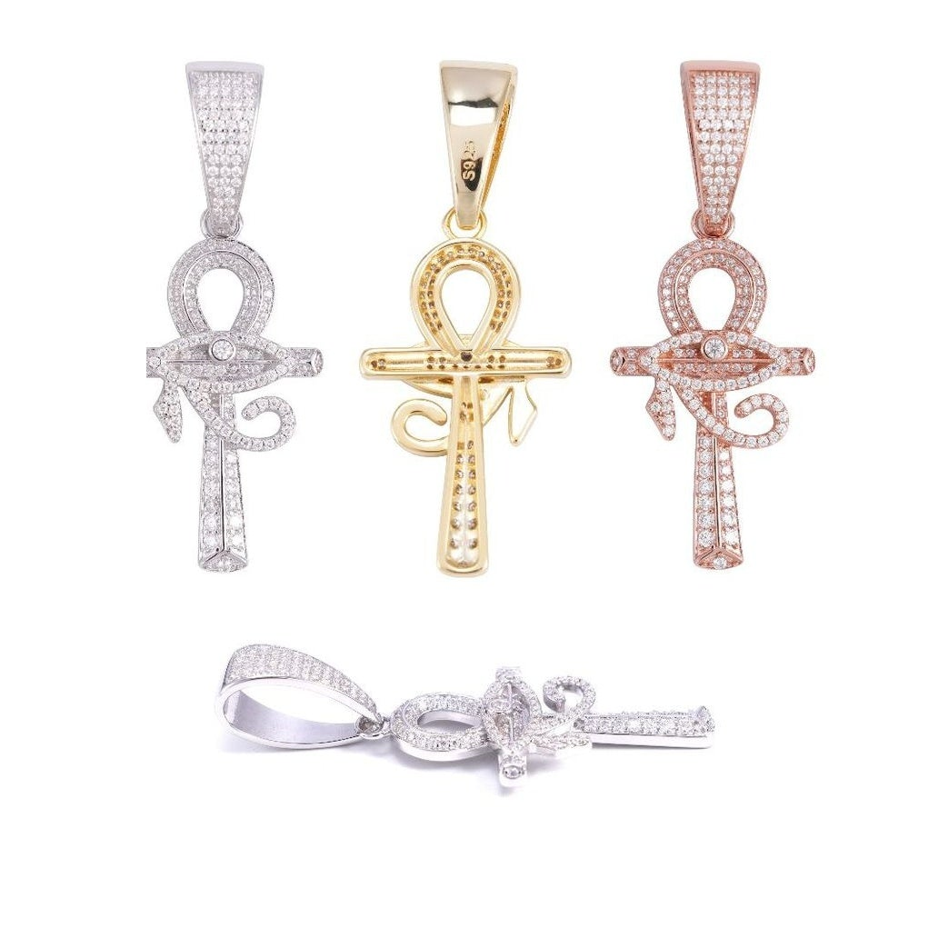 S925 Silver Moissanite Cross Eye Pendant
