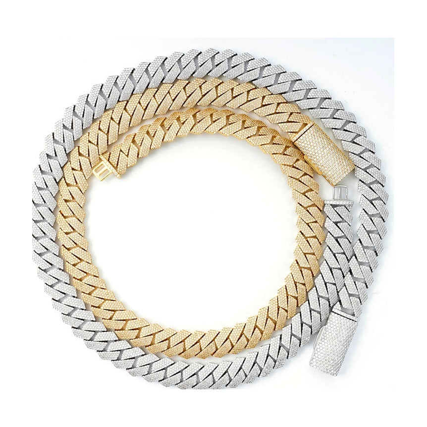 S925 Moissanite Cuban Link 15-20mm 4-Row Hip-Hop Chain