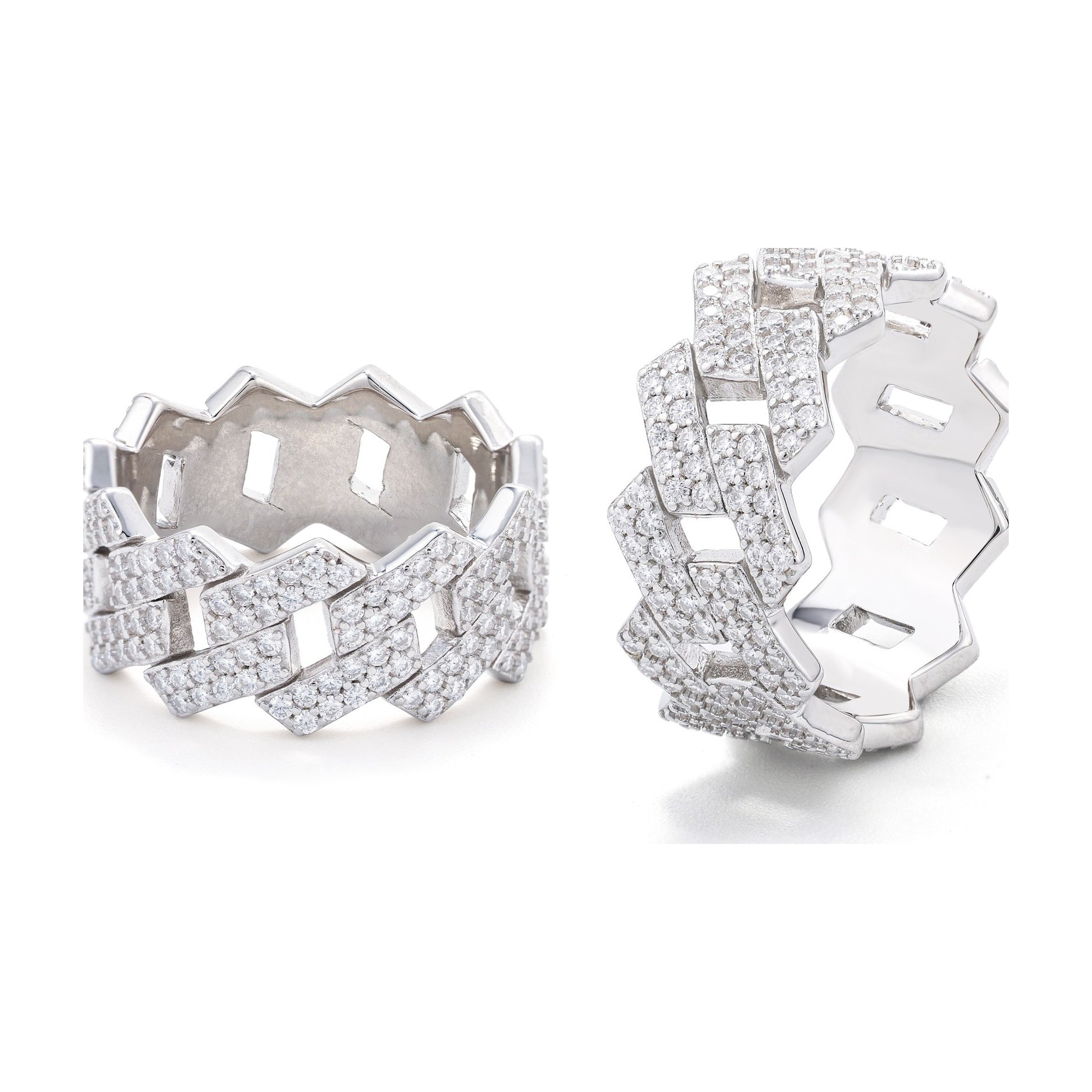 S925 Double Row Trapeze Moissanite Ring, Hip-Hop, Couple Style