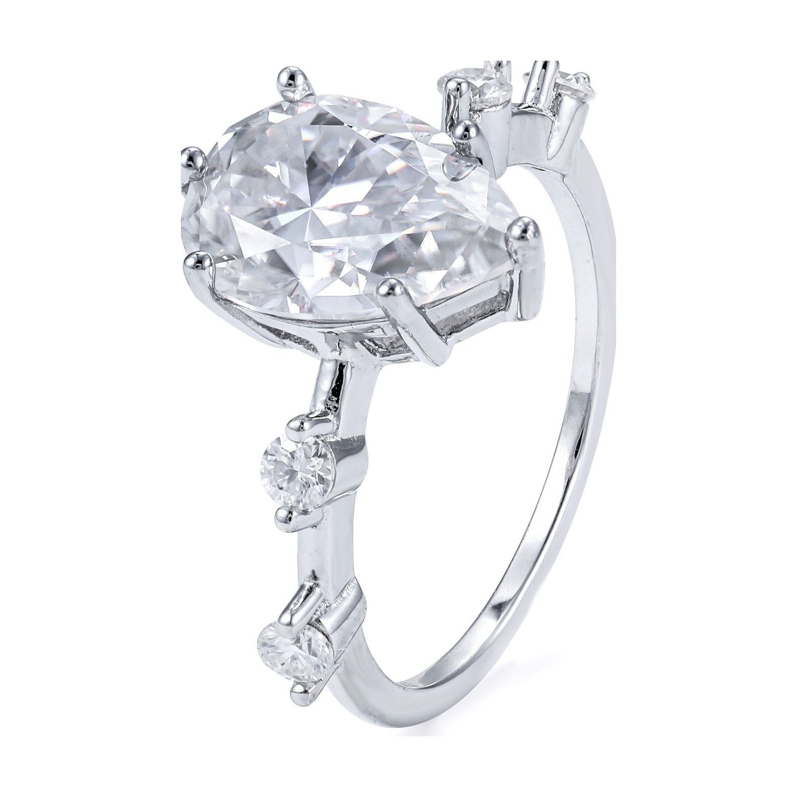 4ct Pear Moissanite S925 Silver Ring Proposal