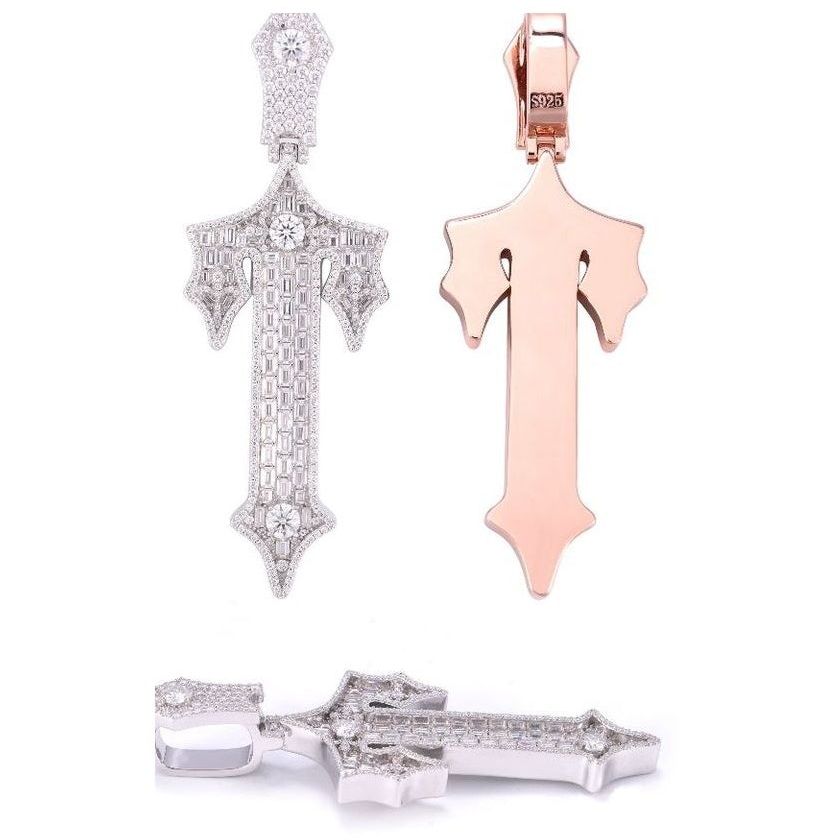 S925 Silver Moissanite Cross Pendant Luxury