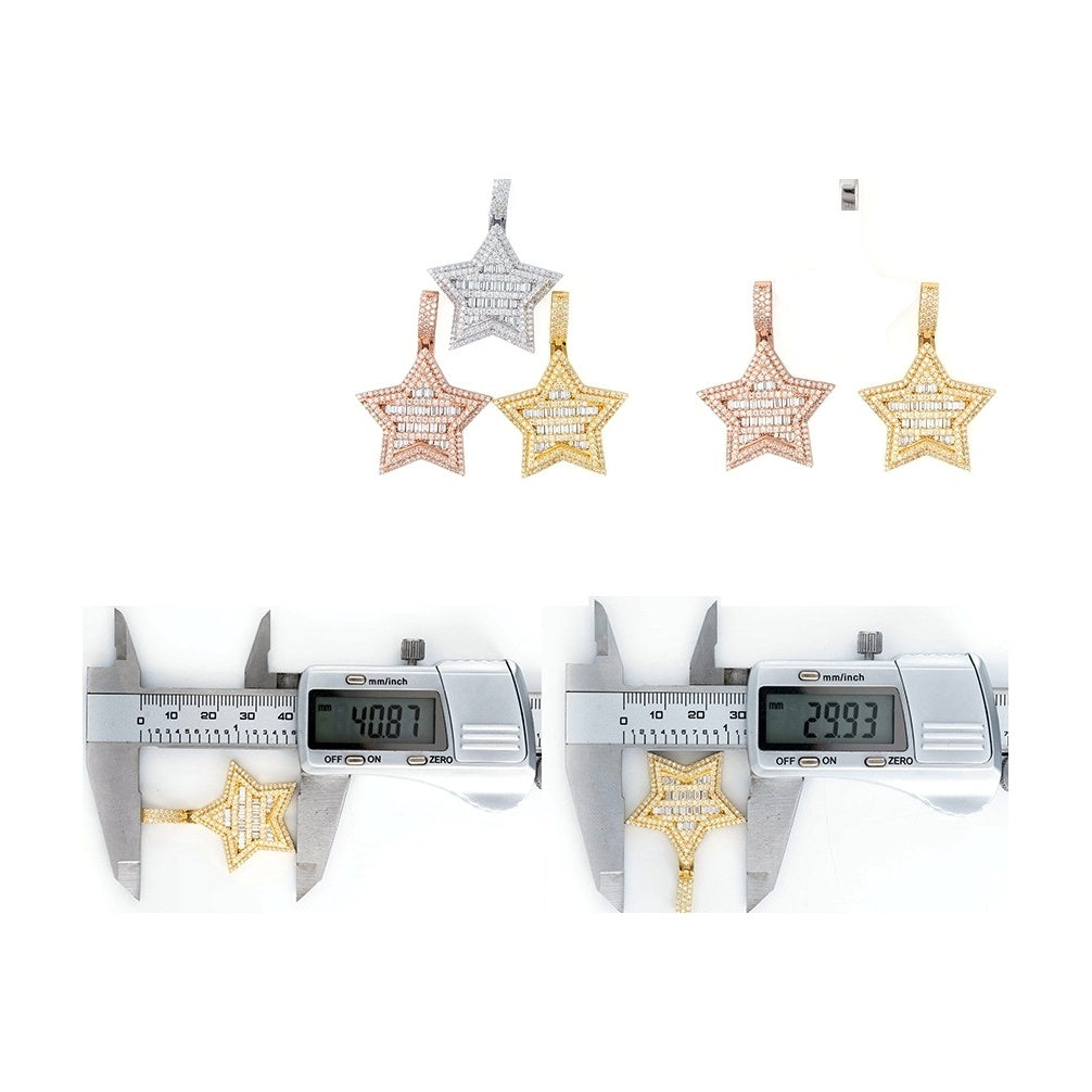 Star Pendant 925 Silver Moissanite Paved Tennis Chain