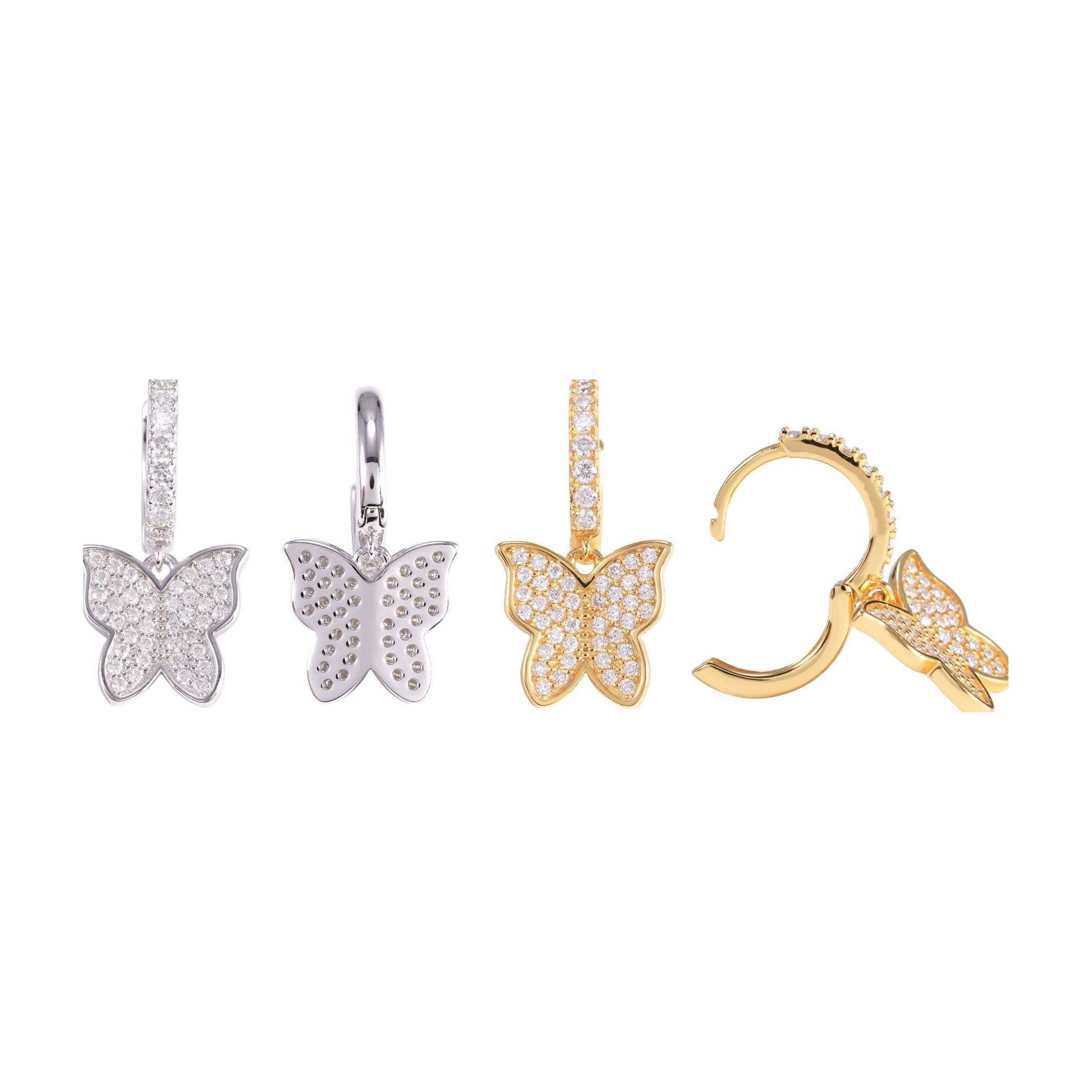 S925 Silver D-Color Moissanite Butterfly Studs