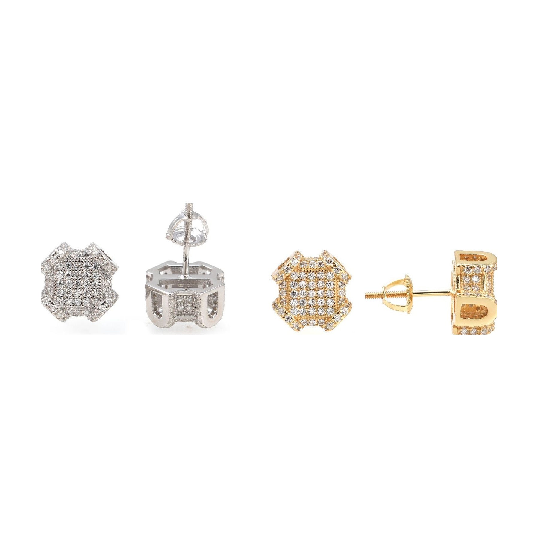 S925 Silver Moissanite Geometric Hip-Hop Studs