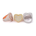 Heart Ring, S925 Silver, D Color Moissanite, Hip-Hop