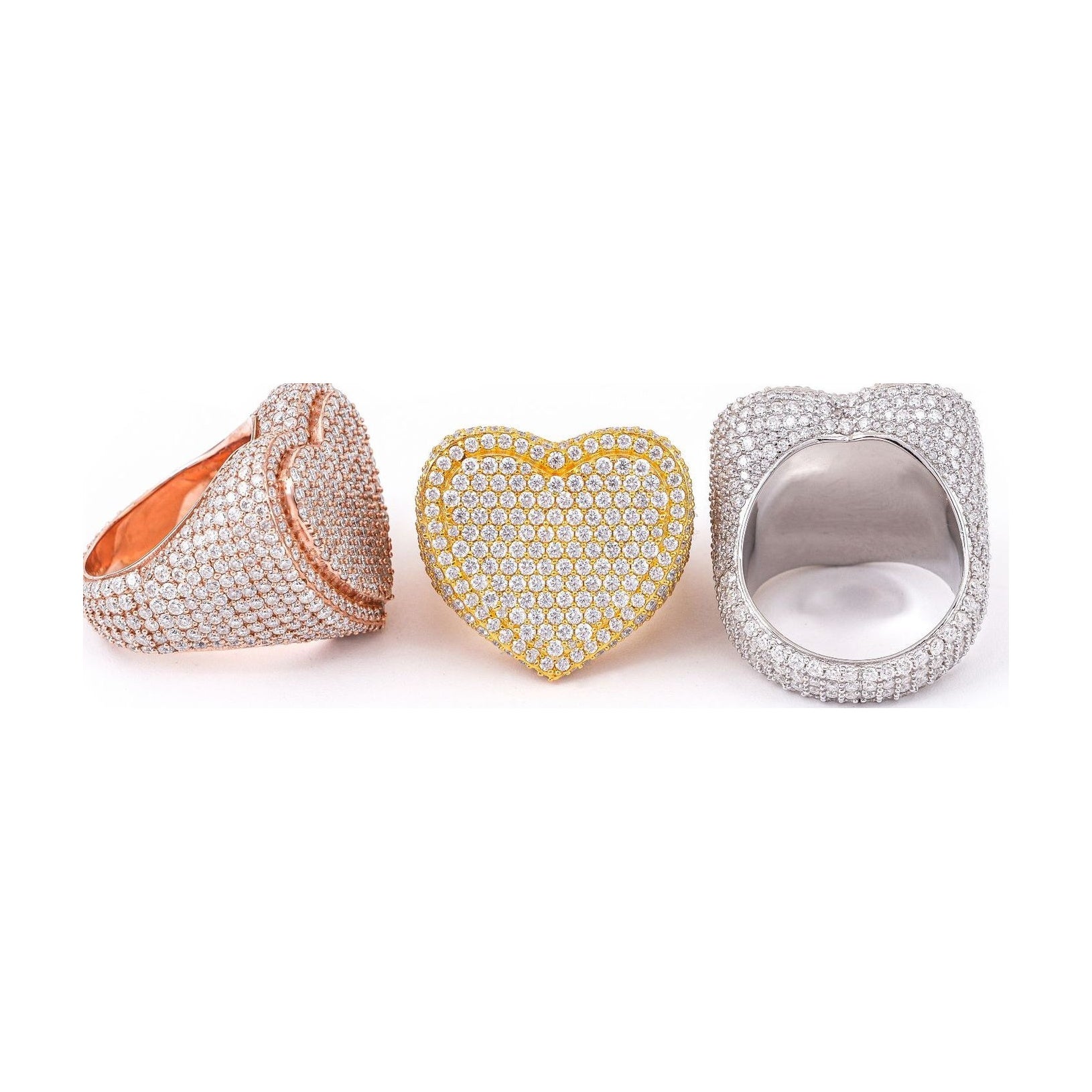 Heart Ring, S925 Silver, D Color Moissanite, Hip-Hop