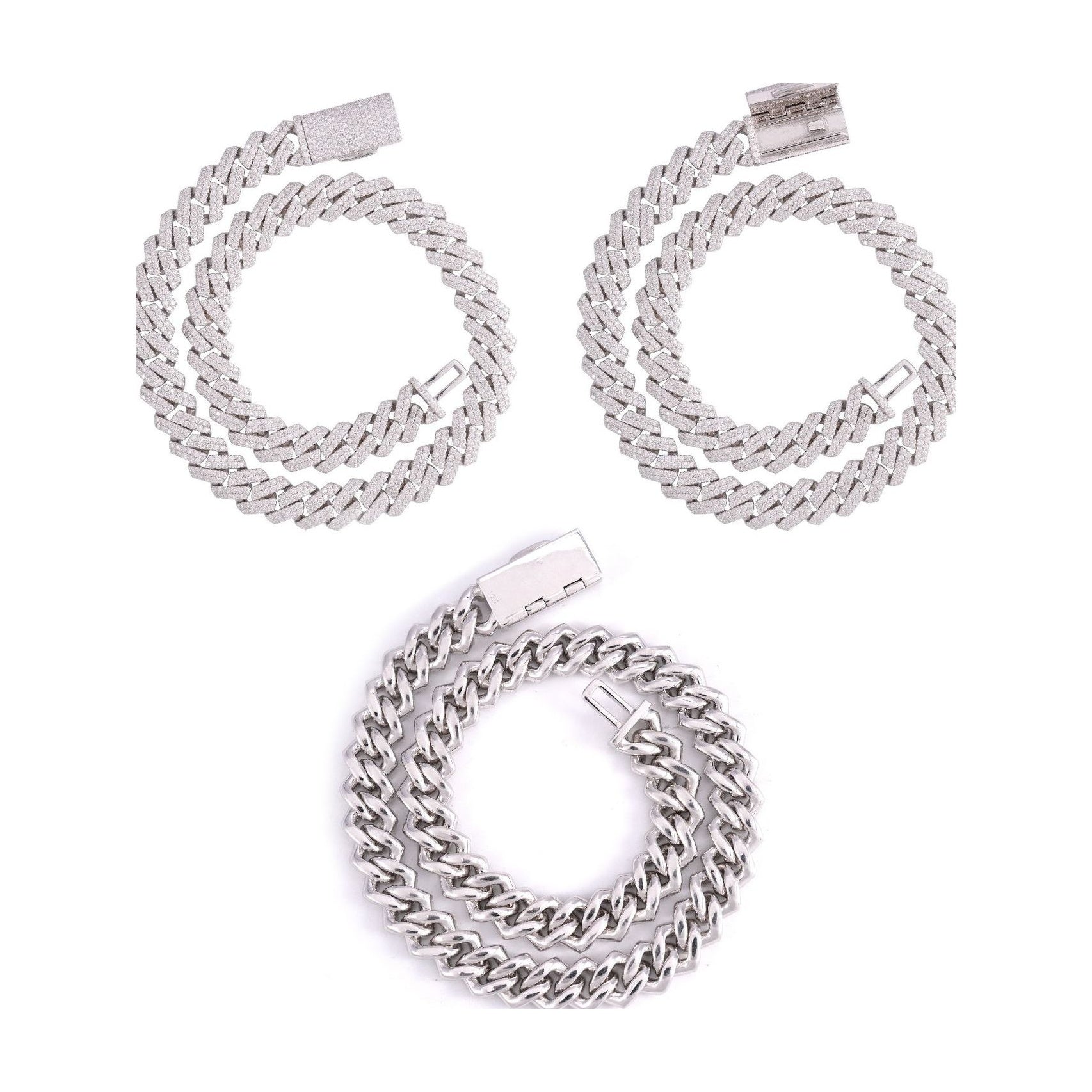 S925 Double Row 13mm Cuban Chain Moissanite Luxury