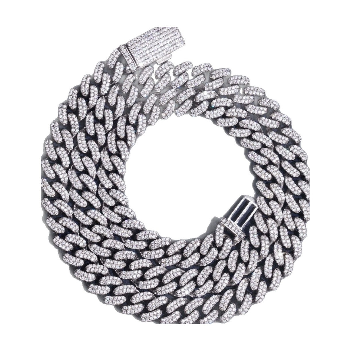 S925 10mm Double Row Moissanite Cuban Chain Bracelet/Necklace