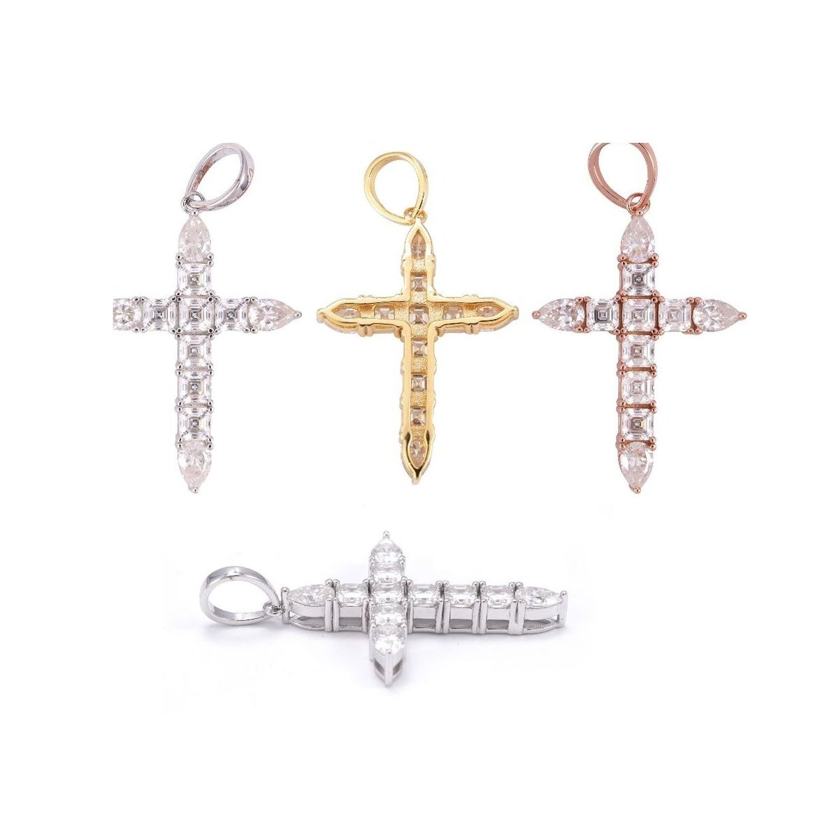 S925 Silver Moissanite Cross Pendant Hip Hop