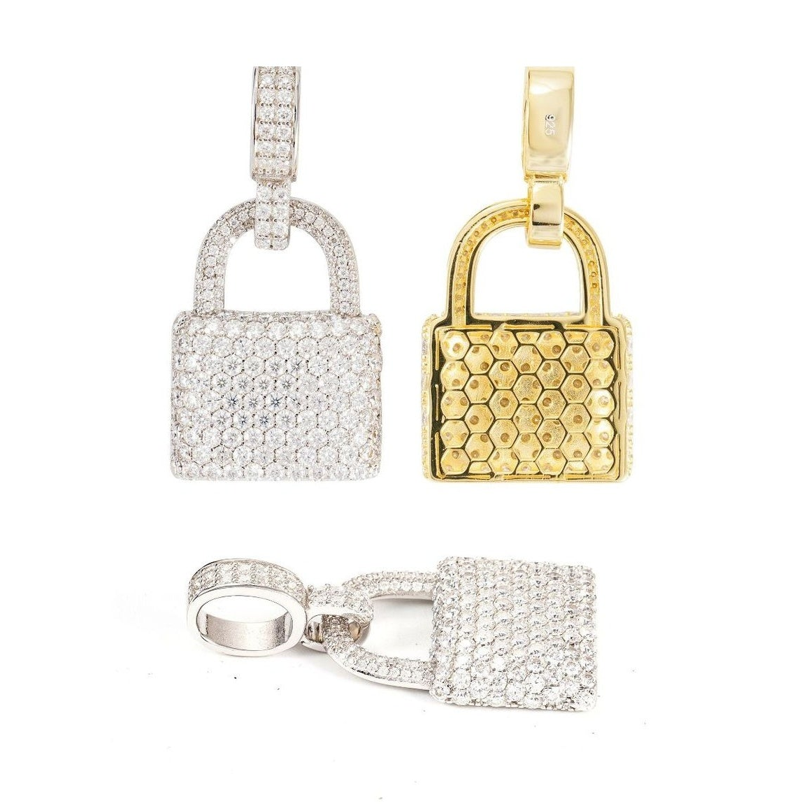 S925 Moissanite Lock Pendant Hip-Hop Wearable
