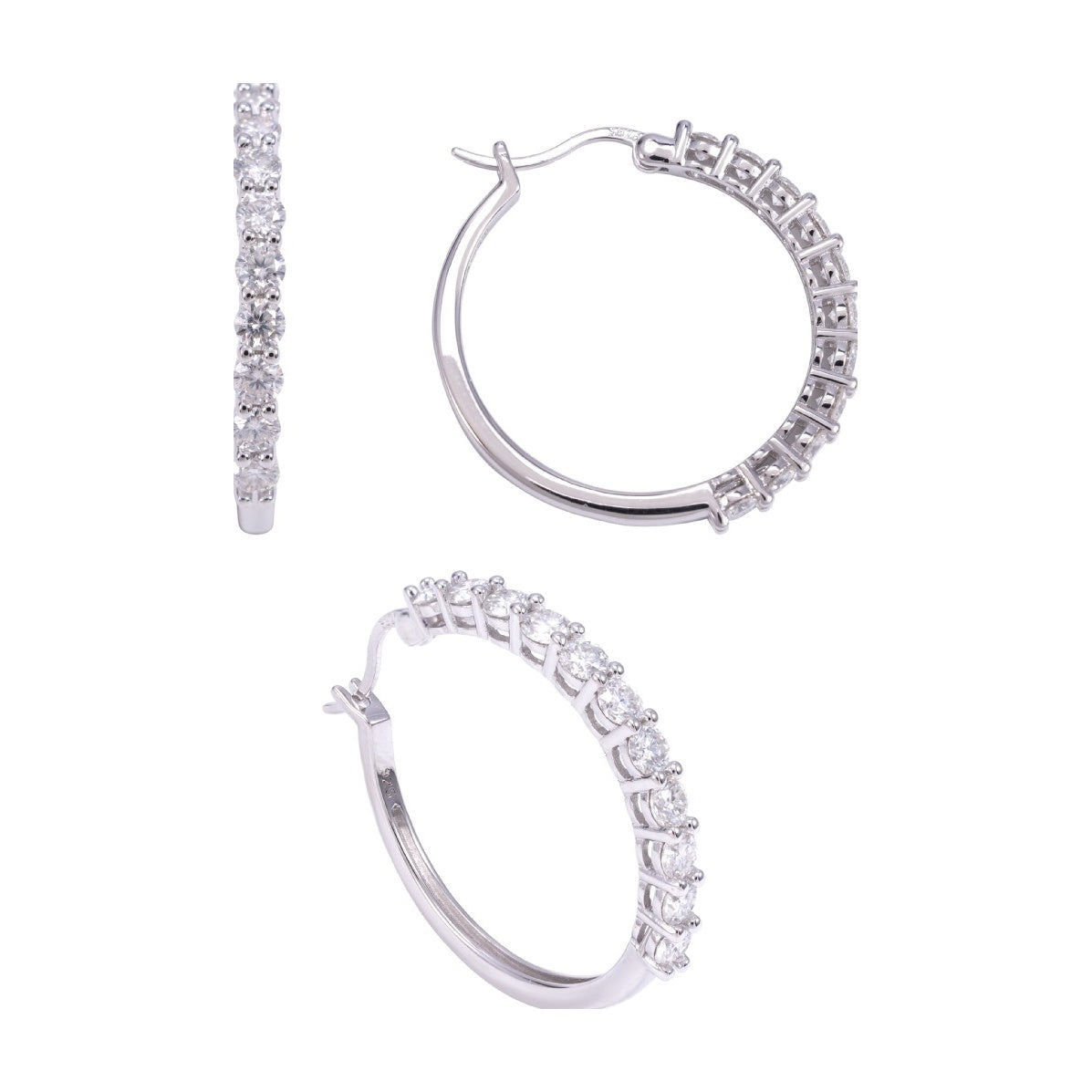 S925 Silver D-Color Moissanite Hoop Earrings