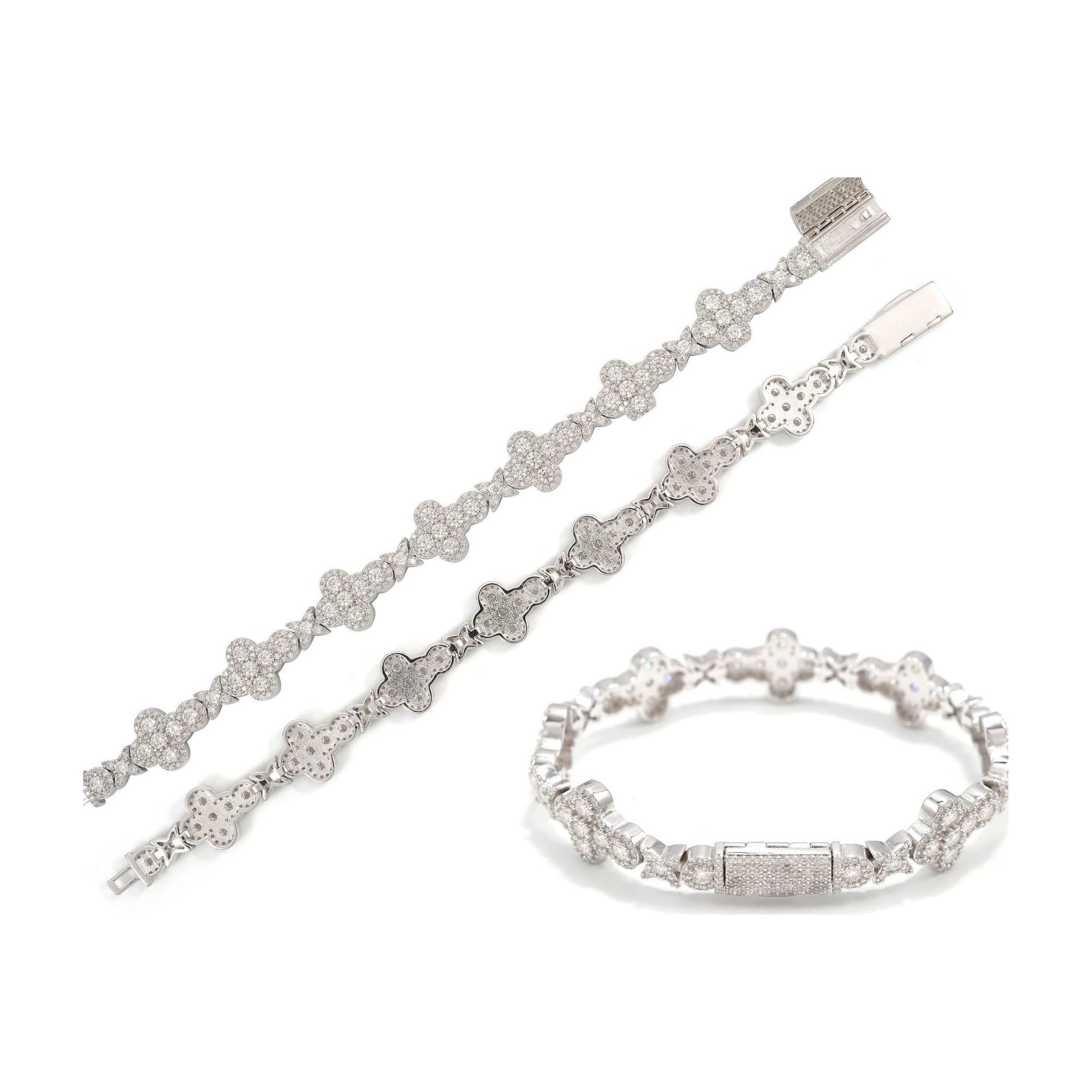 Cross Bracelet 10/13mm, S925 Silver, Moissanite