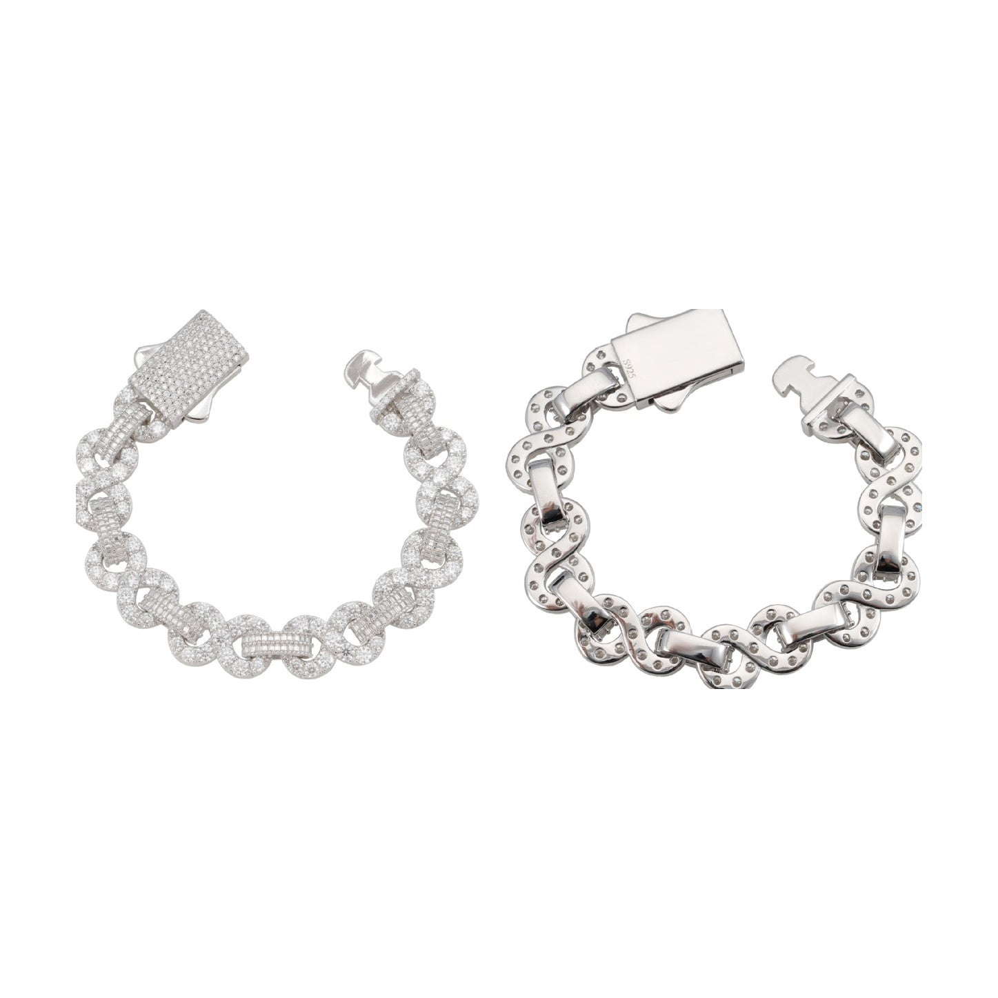 S925 13mm 8-Infinity Cuban Chain, Moissanite