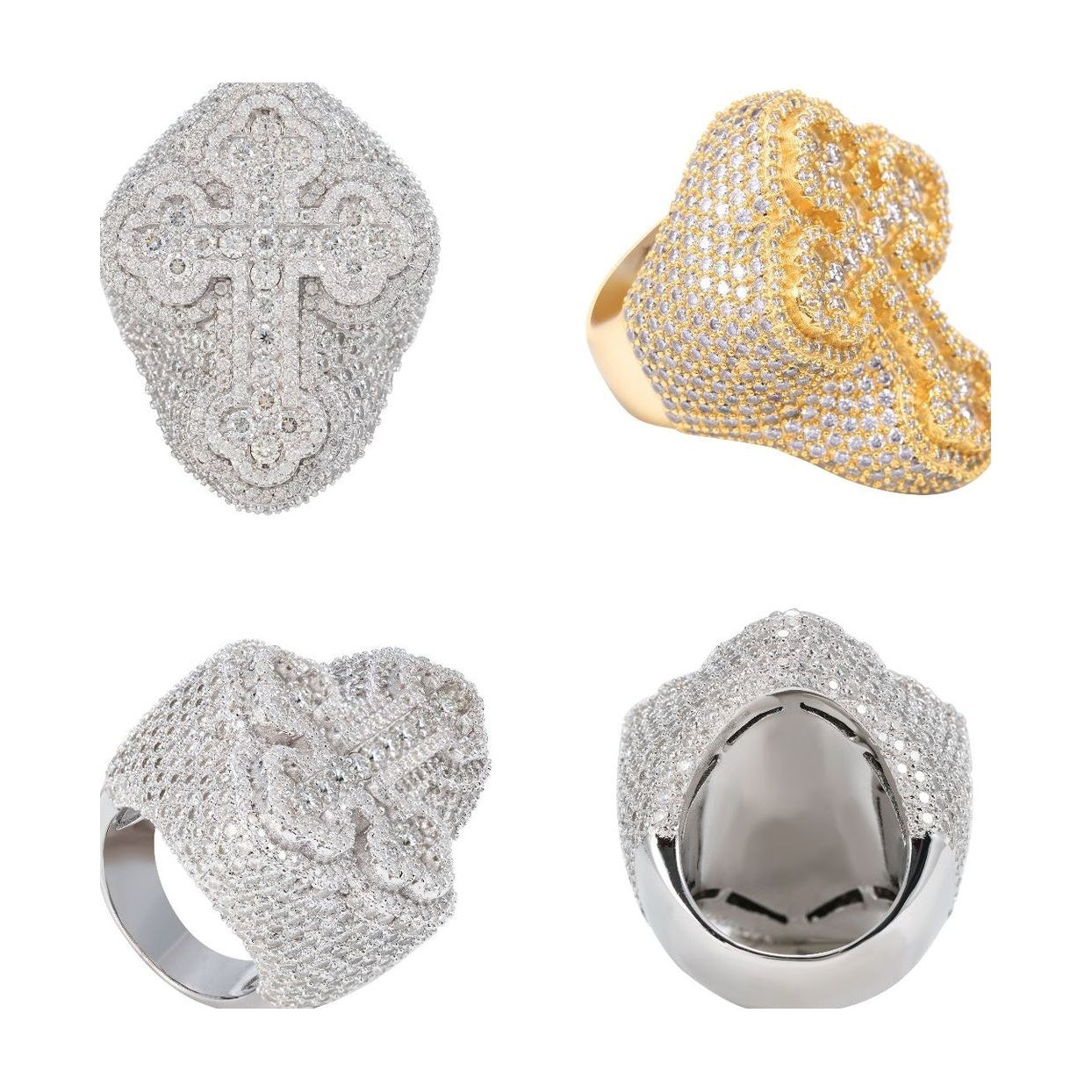 S925 Moissanite Cross Half-Set Ring