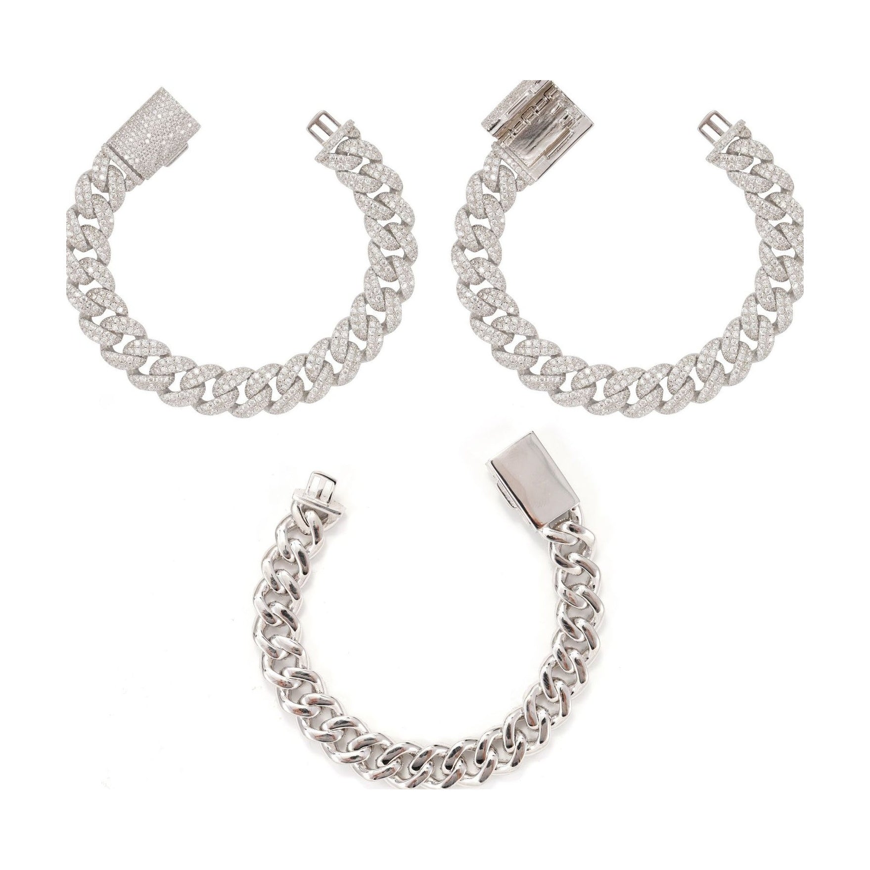 S925 Moissanite 12mm 2-Row Crescent Cuban Link Necklace