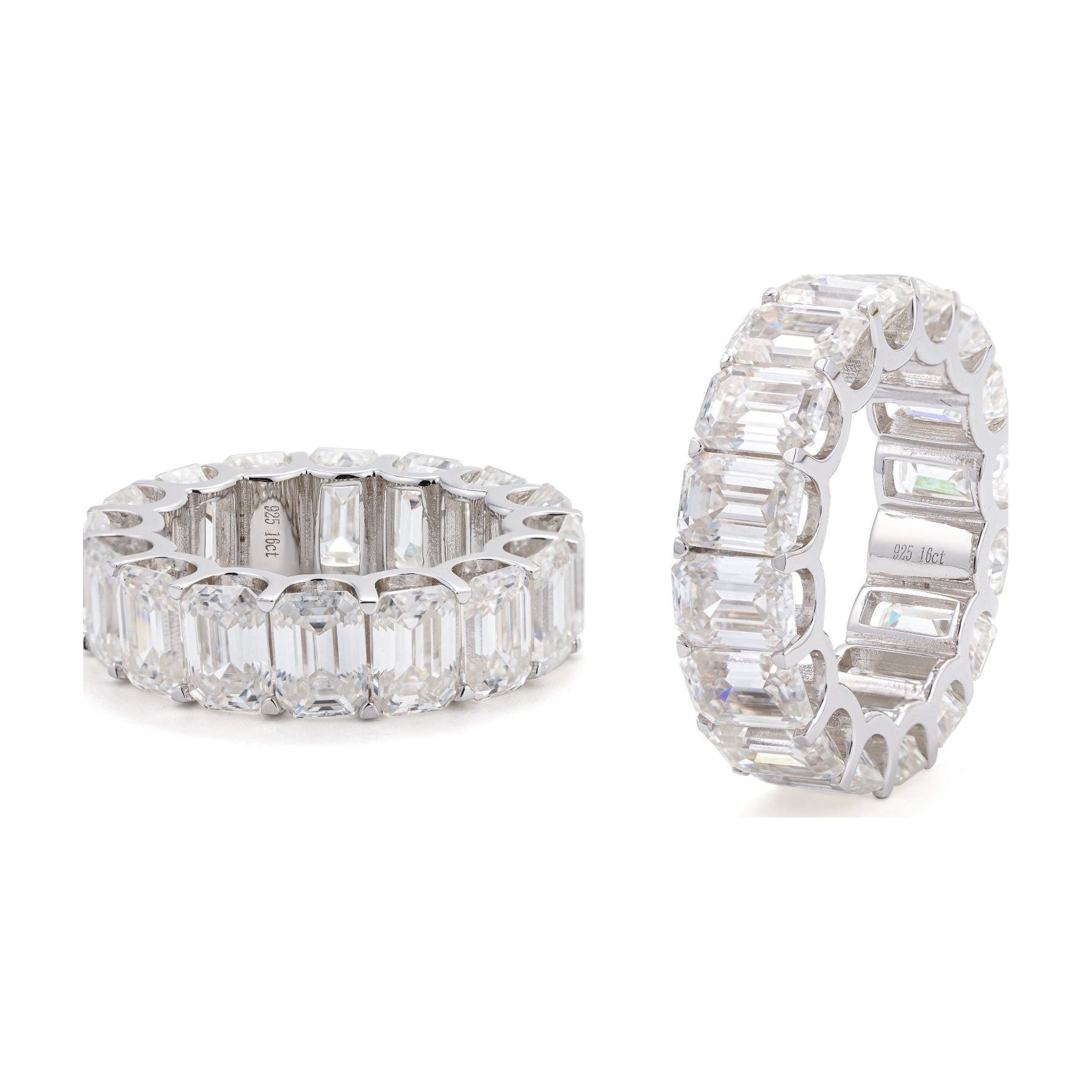 Emerald Cut Moissanite Ring S925 Silver Men/Women