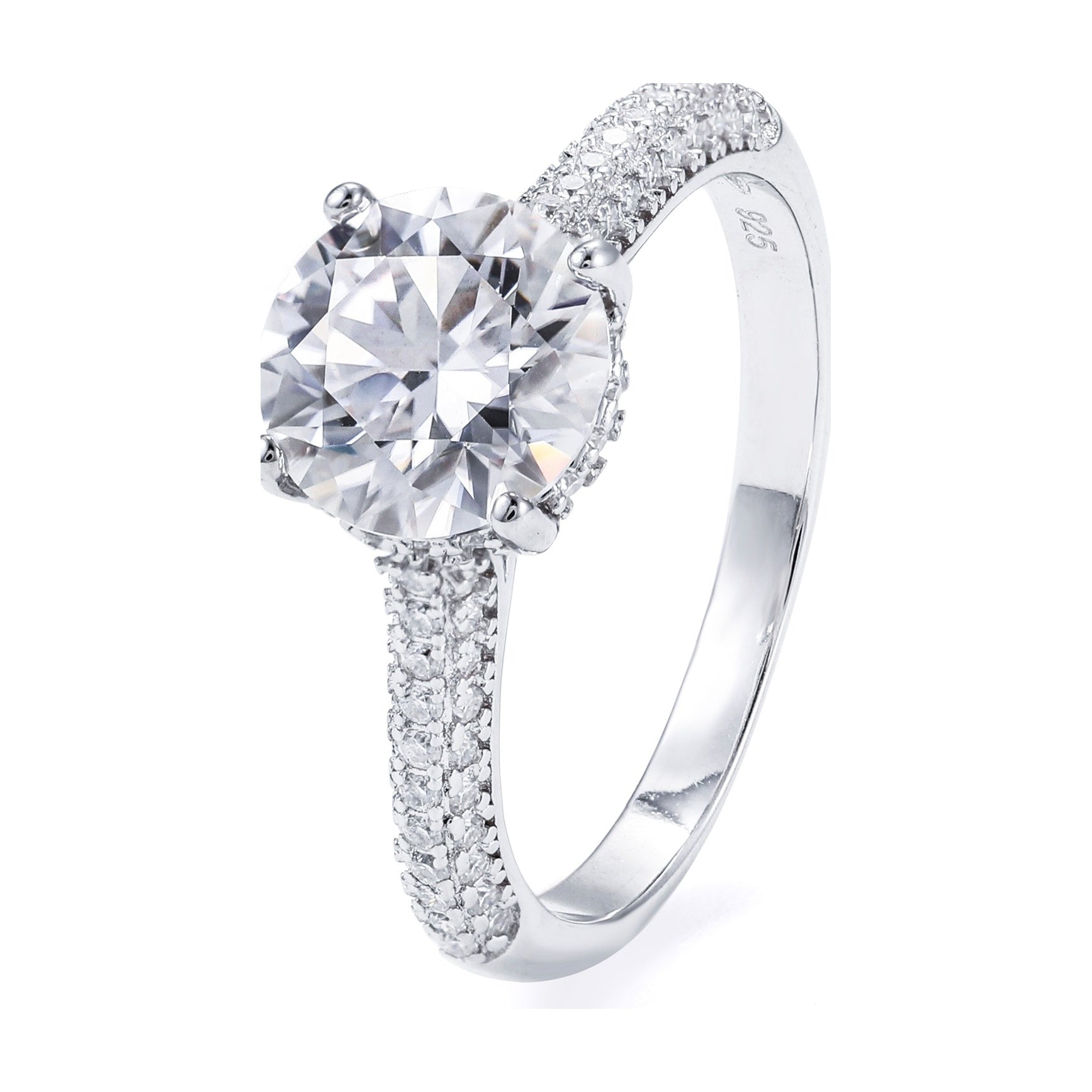 S925 2ct Round Moissanite Ring w/ GRA