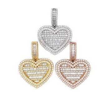 Heart Pendant 925 Silver Moissanite Unisex Hip-Hop