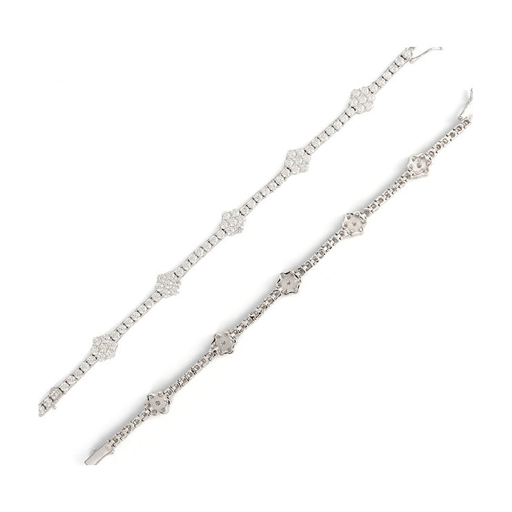 3mm Moissanite Flower Tennis Chain S925 Silver D-Color