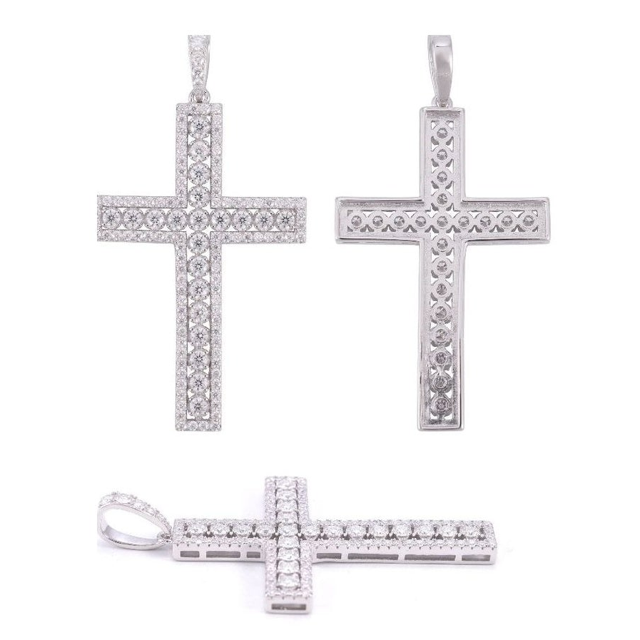 Cross pendant, S925 silver, D color VVS moissanite, hip-hop