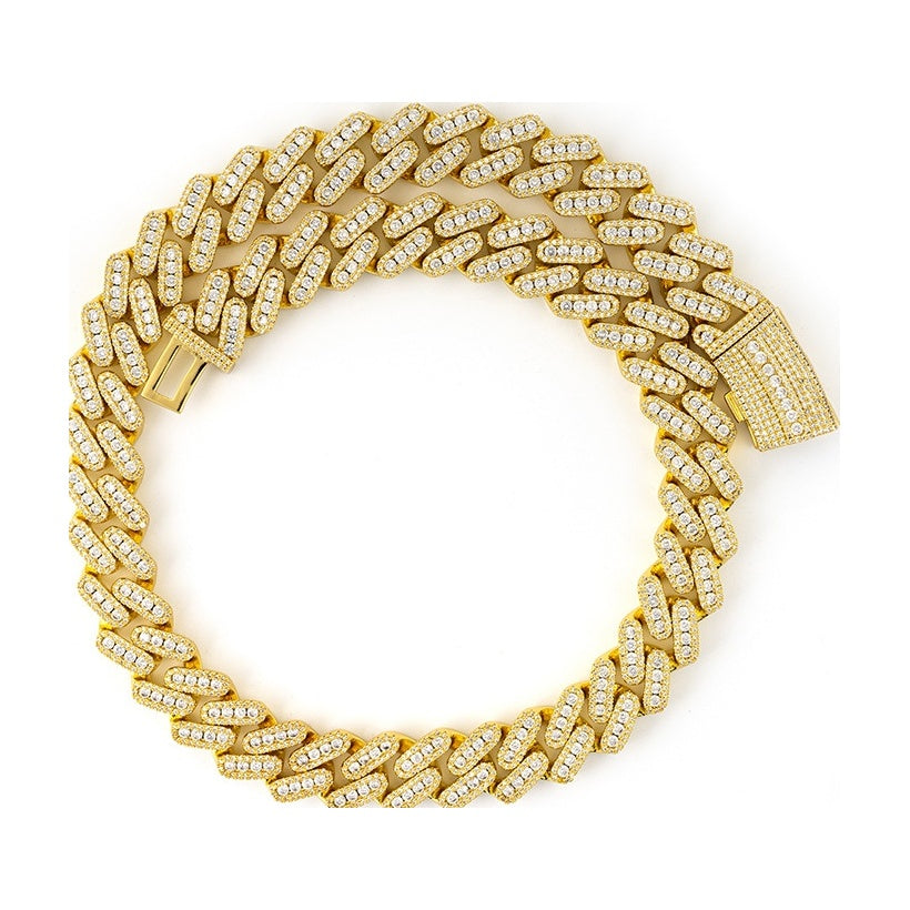 18mm S925 Moissanite Cuban Link Necklace Hip-Hop