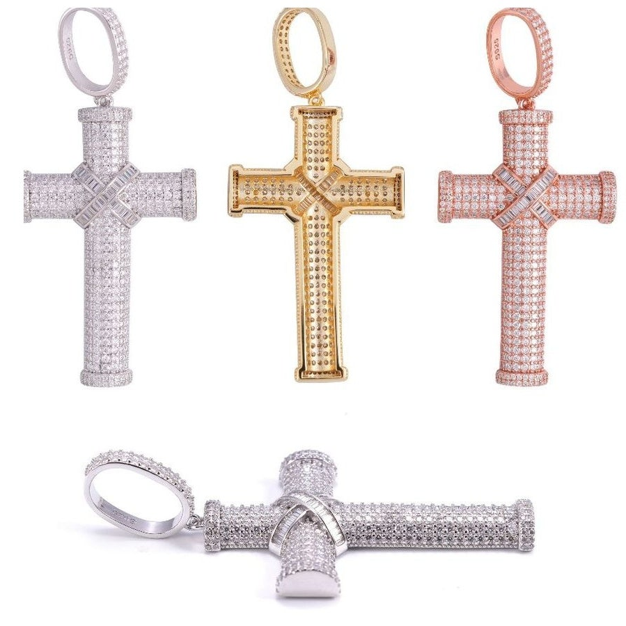 S925 Silver Moissanite Cross Pendant