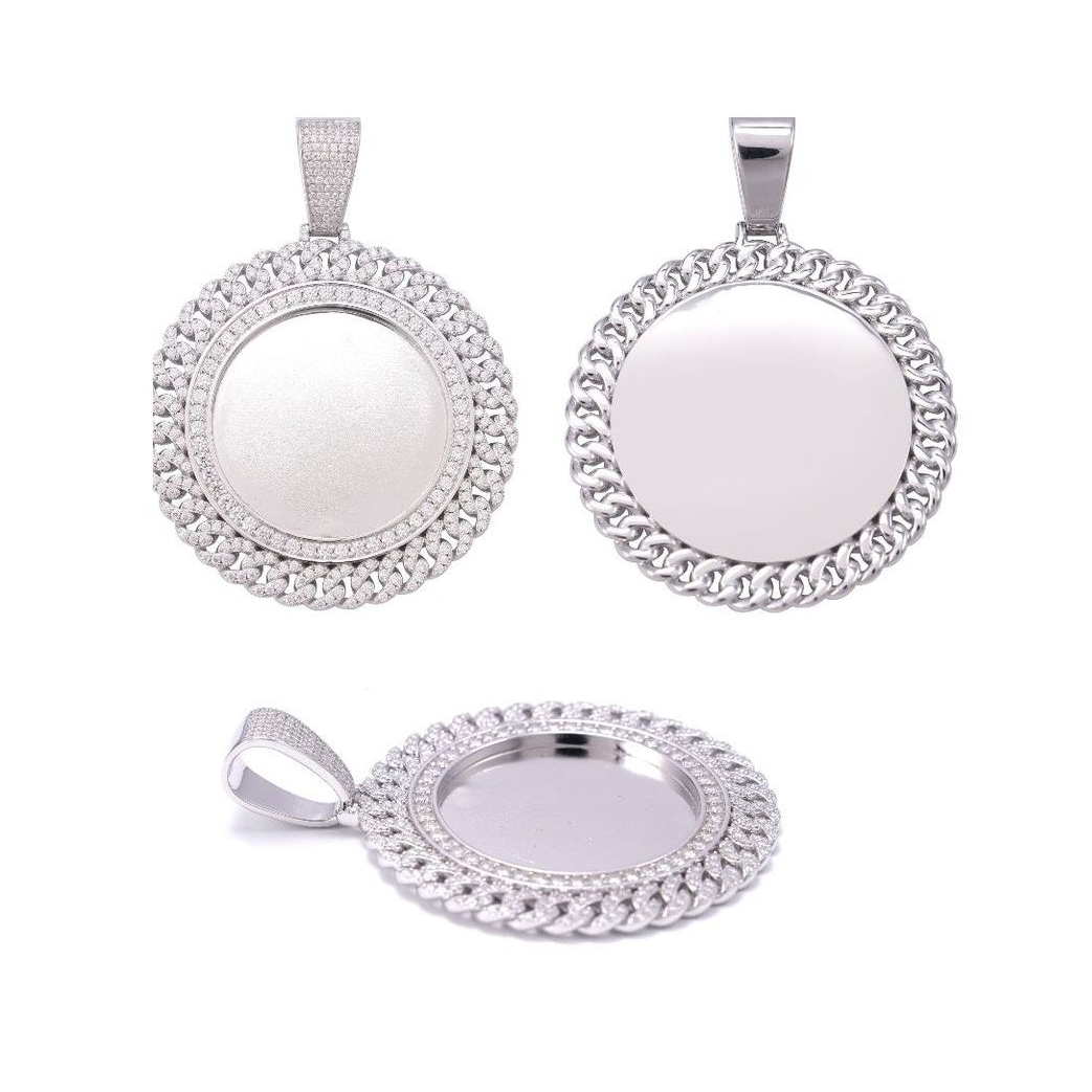 DIY Photo Frame Pendant, 925 Silver, Moissanite