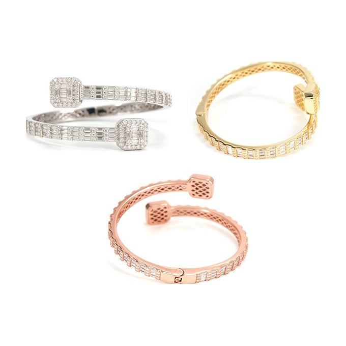 T-Square Bracelet 5.7mm, S925 Silver, Moissanite