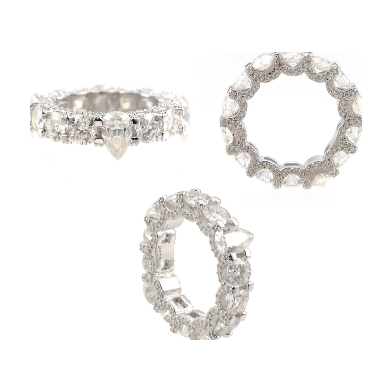 S925 Couple Ring, Teardrop & Round Moissanite