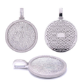 Round disc pendant, S925 silver, full pave moissanite, luxury