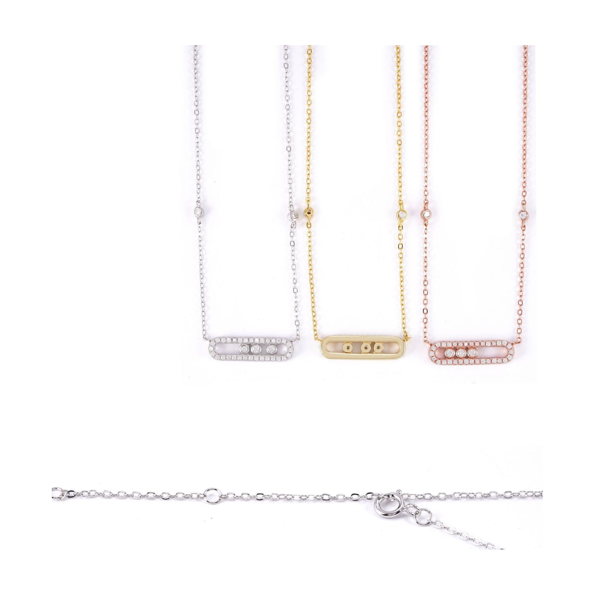 Collarbone chain, S925 silver oval moissanite necklace, ins style